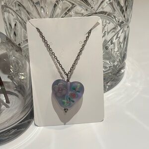 Vintage heart necklace 24 inch purple green pink Valentine’s Day‎ love